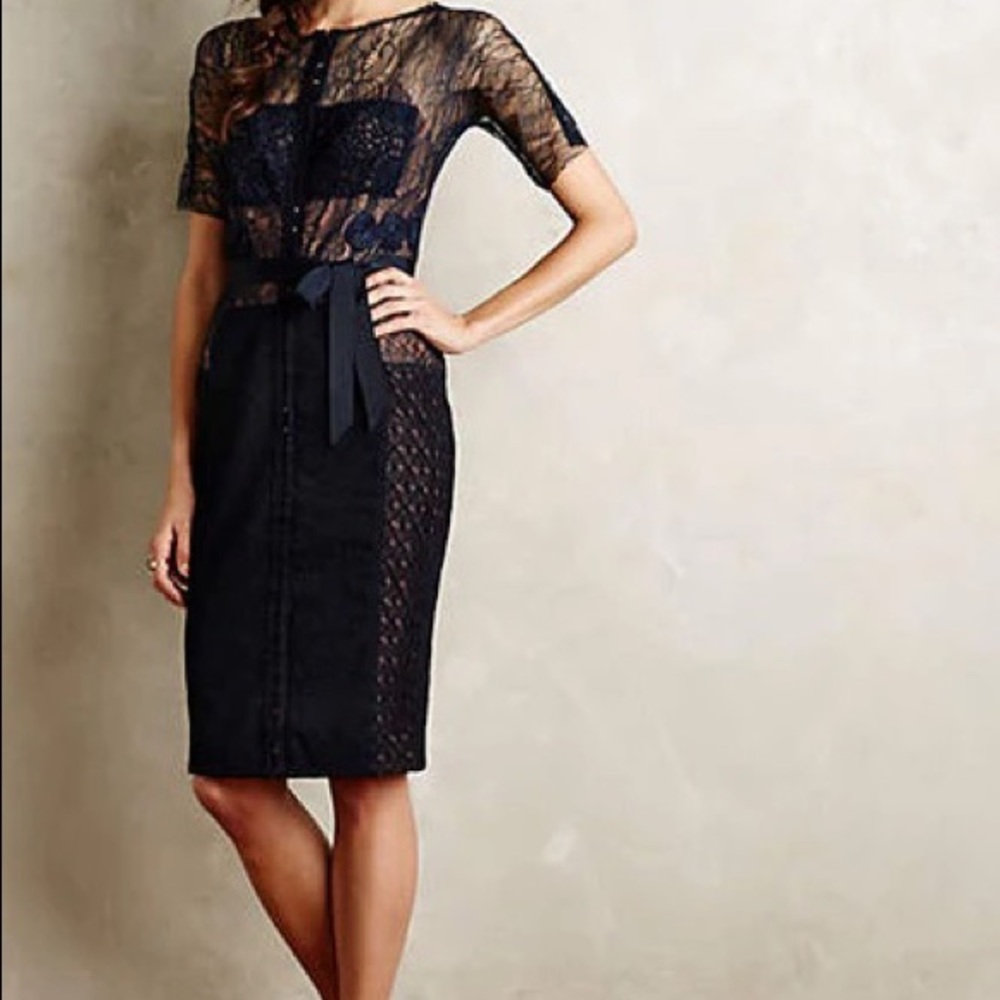 Byron Lars Carissima Sheath Dress in Navy Lace